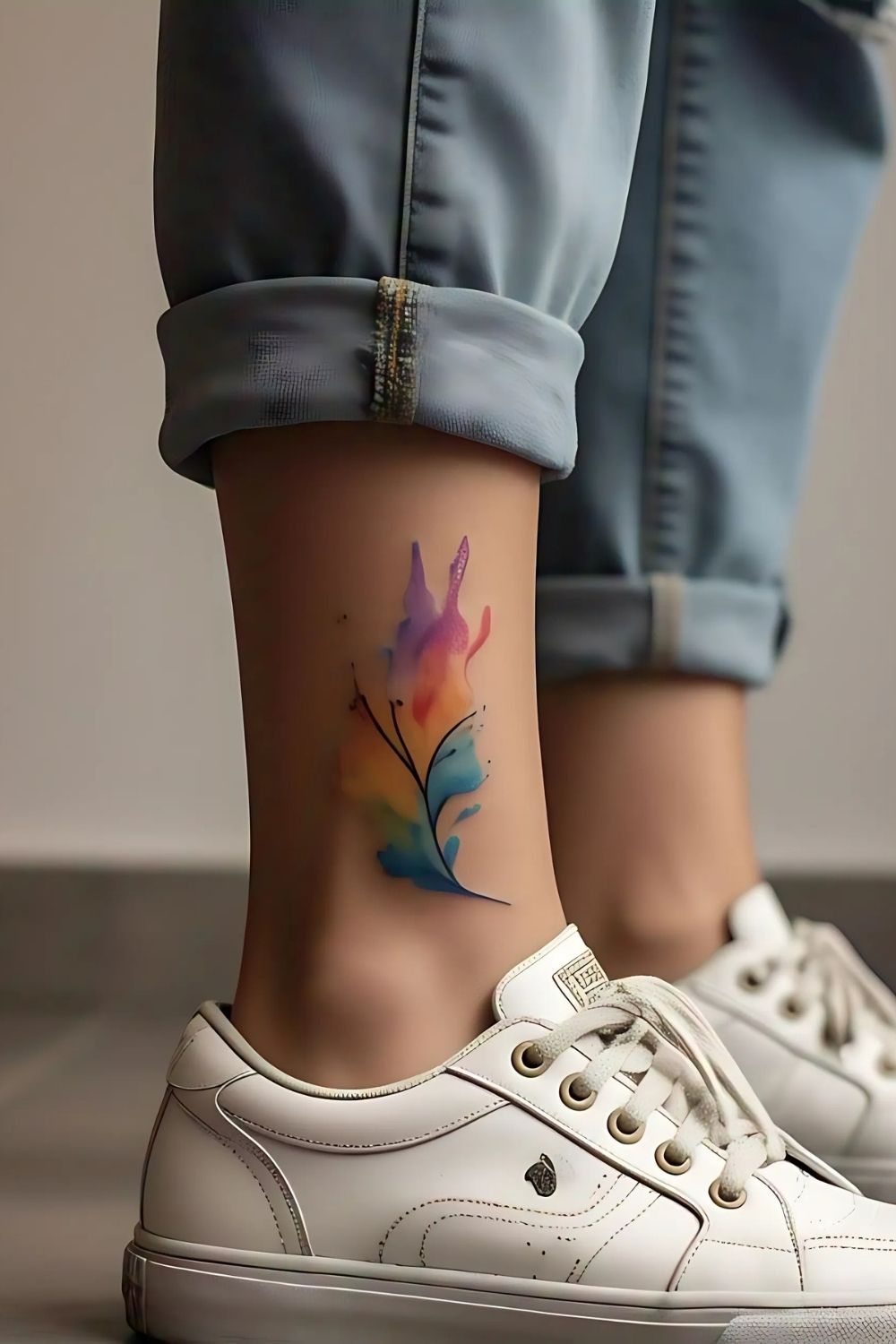Watercolor Ankle Tattoo