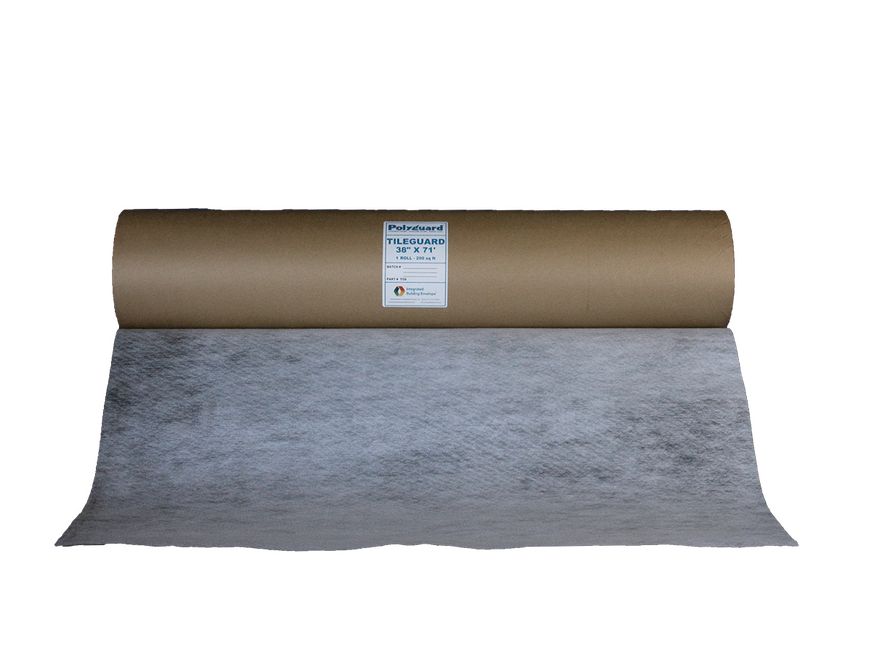 Polyguard Tileguard™ underlayment prevents tile cracking with rubberized asphalt and fabric membrane.