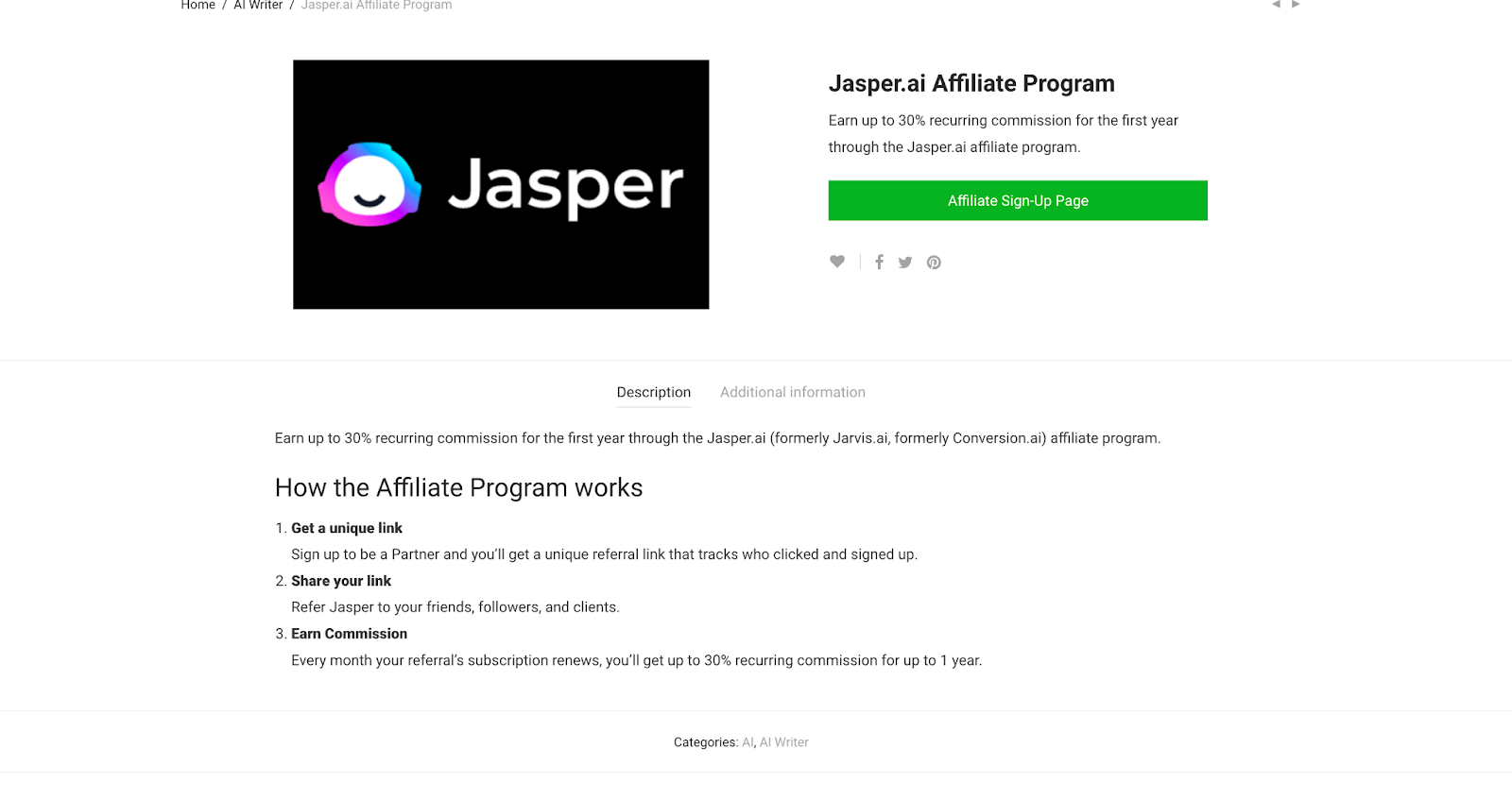 jasper affiliate program