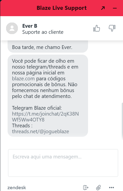 Blaze chat ao vivo