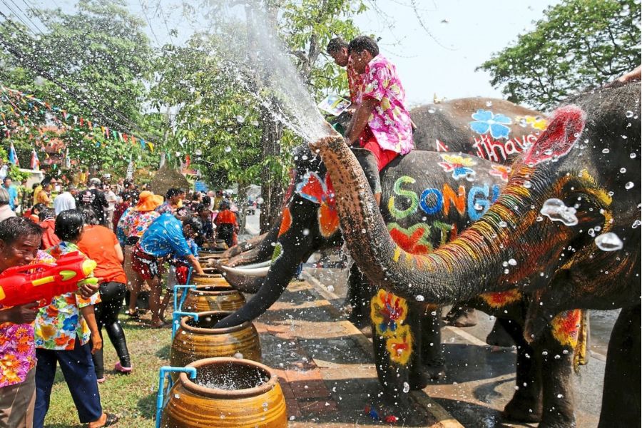 Songkran in Thailand is famous for the most spectacular water fights in the region. 