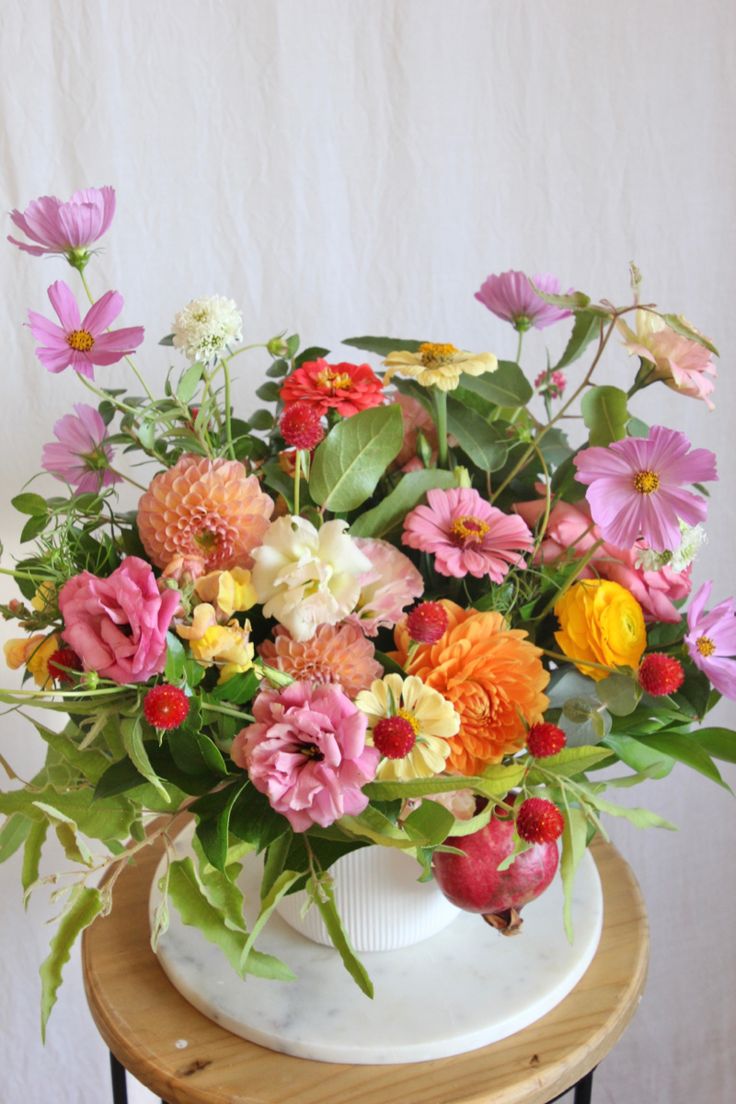Bright summer centerpiece with Gomphrena