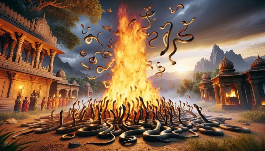 Mahabharata Section LII - Snake Sacrifice: Agni's Fire Devours Thousands of Snakes