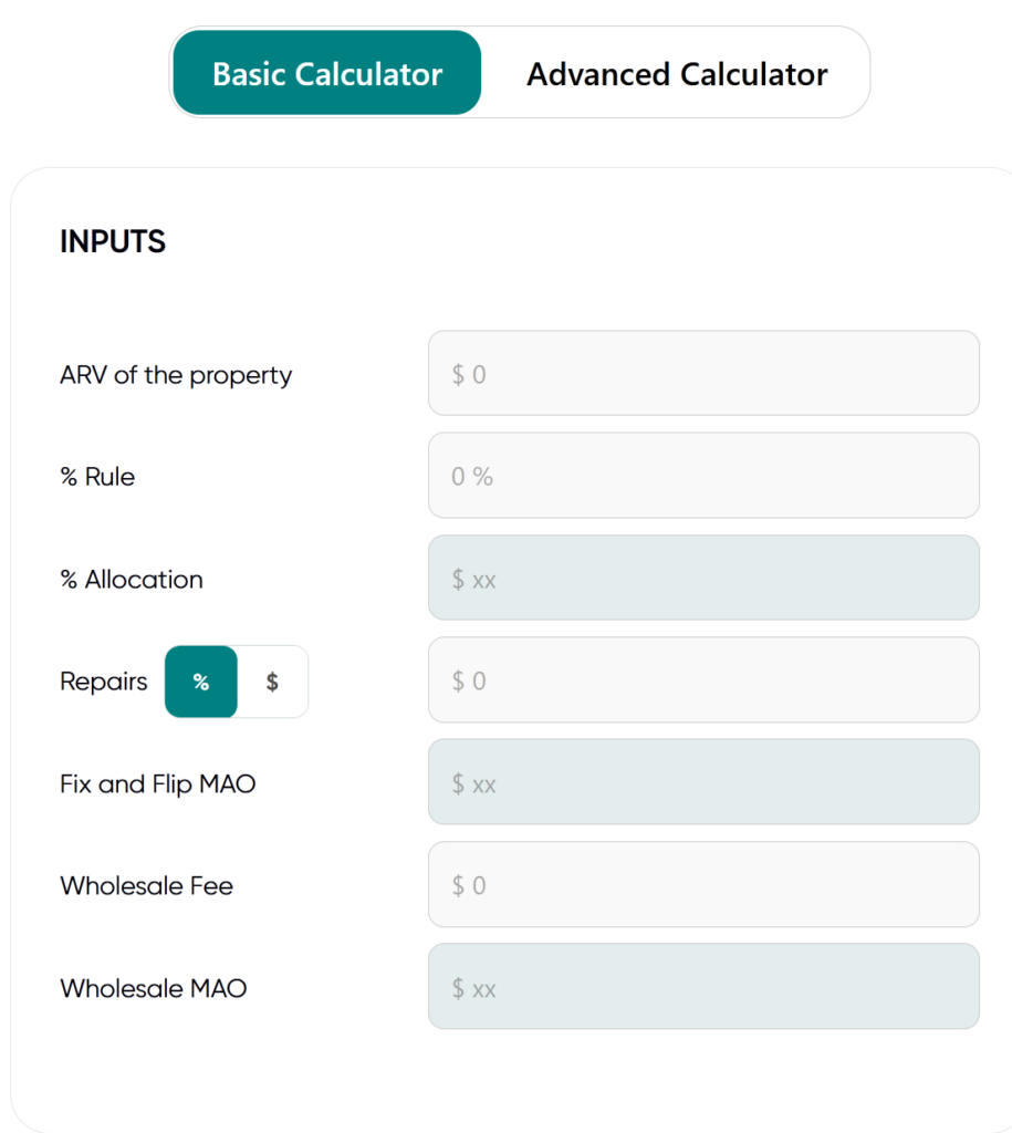 wholesale real estate calculator