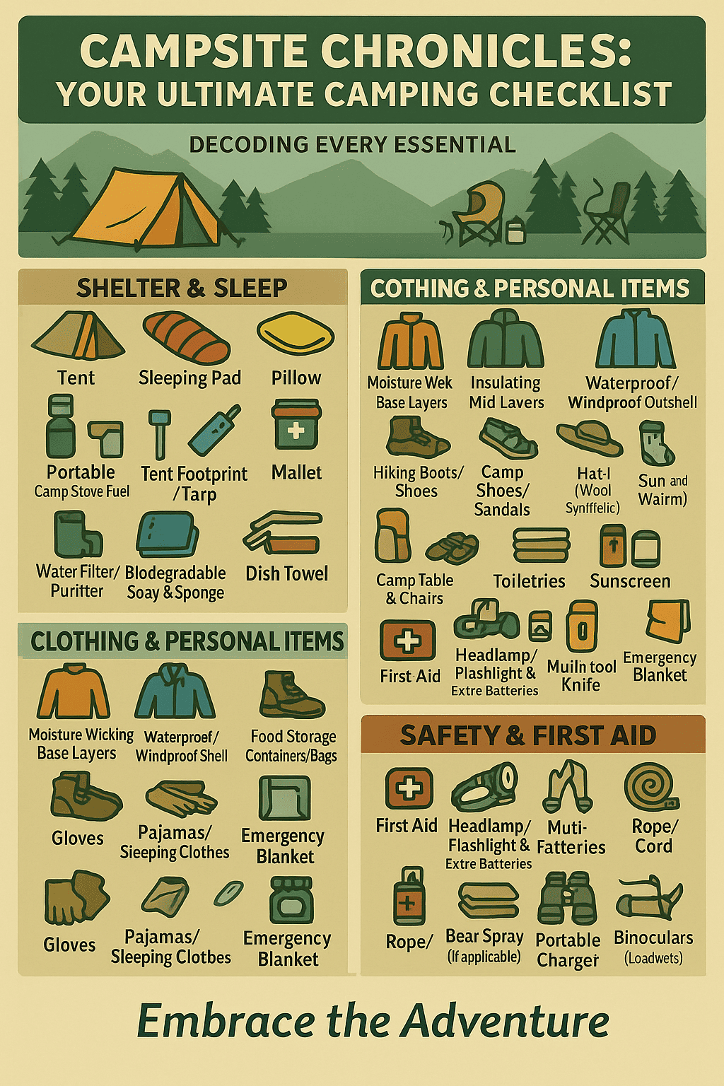 Campsite Chronicles: Your Ultimate Camping Checklist (Infographics)