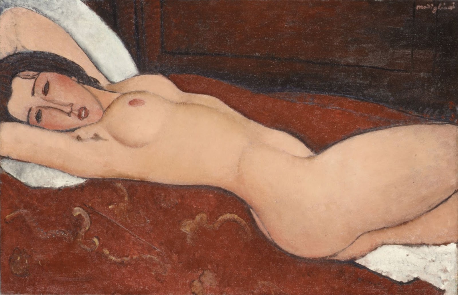 Nu couché les bras croisés derrière la tête Reclining Nude by Amedeo Modigliani,