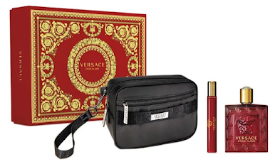 ESTUCHE VERSACE EROS FLAME PARA HOMBRES 3PZS 100ML EDP+10ML EDP+MARICONERA