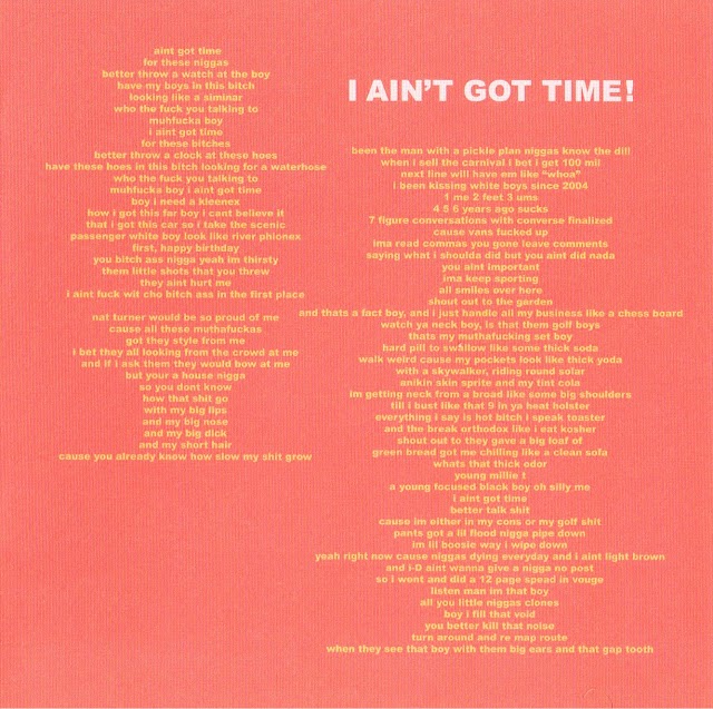 I Ain't Got Time! [Lyrics Sheet]