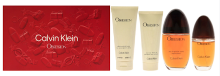 ESTUCHE CALVIN KLEIN OBSESSION PARA MUJERES 4PZS 100ML EDP + 15ML EDP + CREMA + GEL DE BAÑO