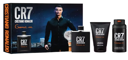 ESTUCHE CRISTIANO RONALDO CR7 GAME ON PARA HOMBRES 3PZS 100ML EDT + GEL DE BAÑO + SPLASH