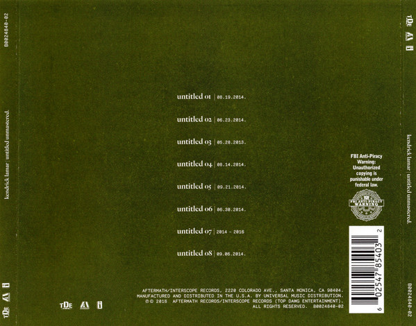 untitled unmastered. [Back Cover]