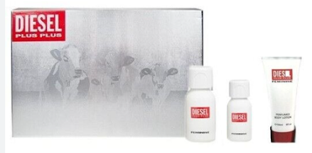 ESTUCHE DIESEL PLUS PLUS CAJA LECHE PARA HOMBRES 3PZS 75ML EDT + 30ML EDT + CREMA