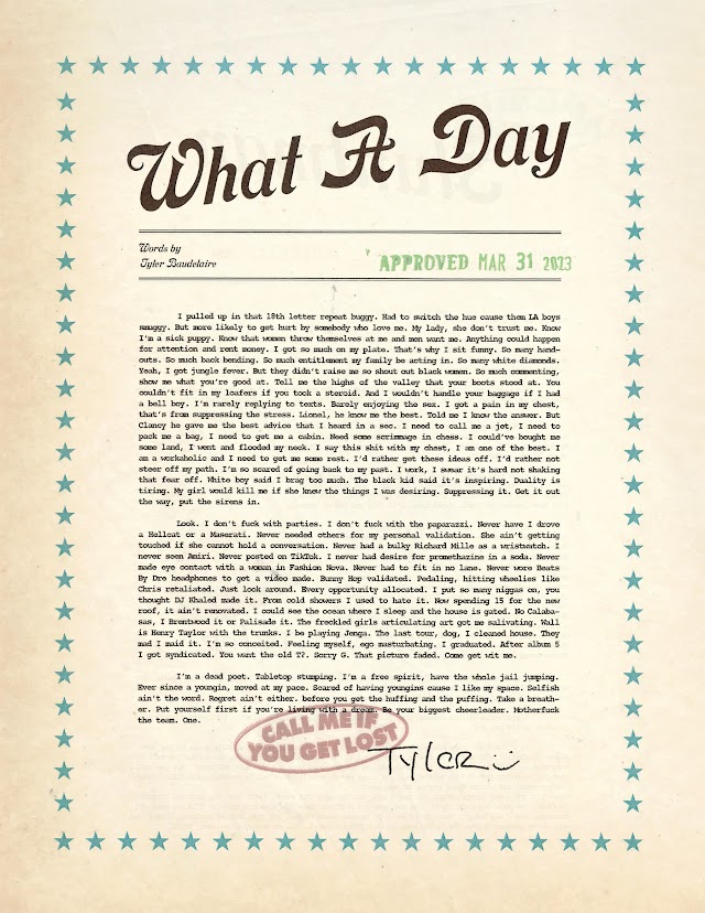 WHAT A DAY [Lyrics Sheet]