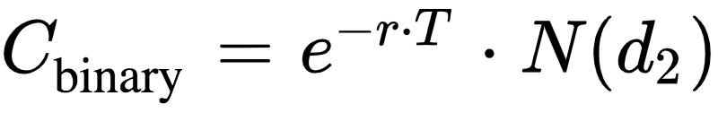 C_"binary"=e^{-r*T}*N(d_2)