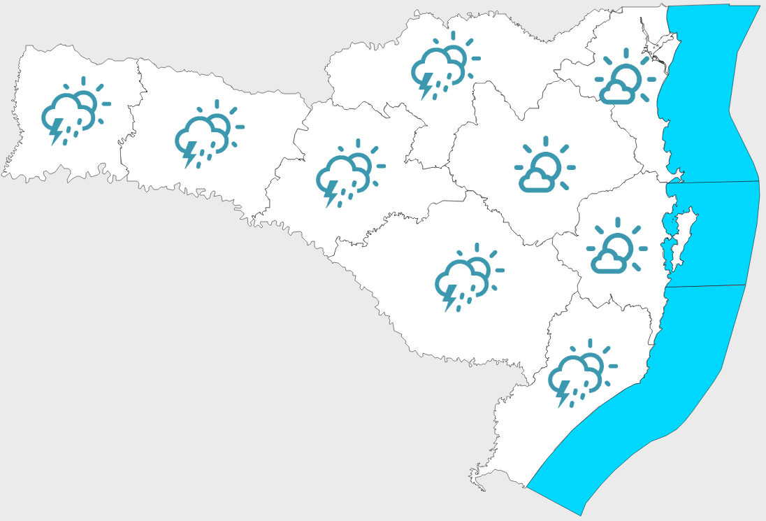 Fim de Semana em SC: Chuva na sexta, sol no sábado e temporais no domingo