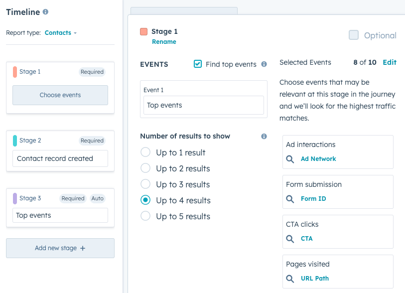 Highlight the most common next steps in your customer journey with the new Top Events filter,