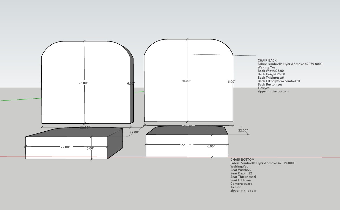 a 3D rendering of a custom outdoor cushion