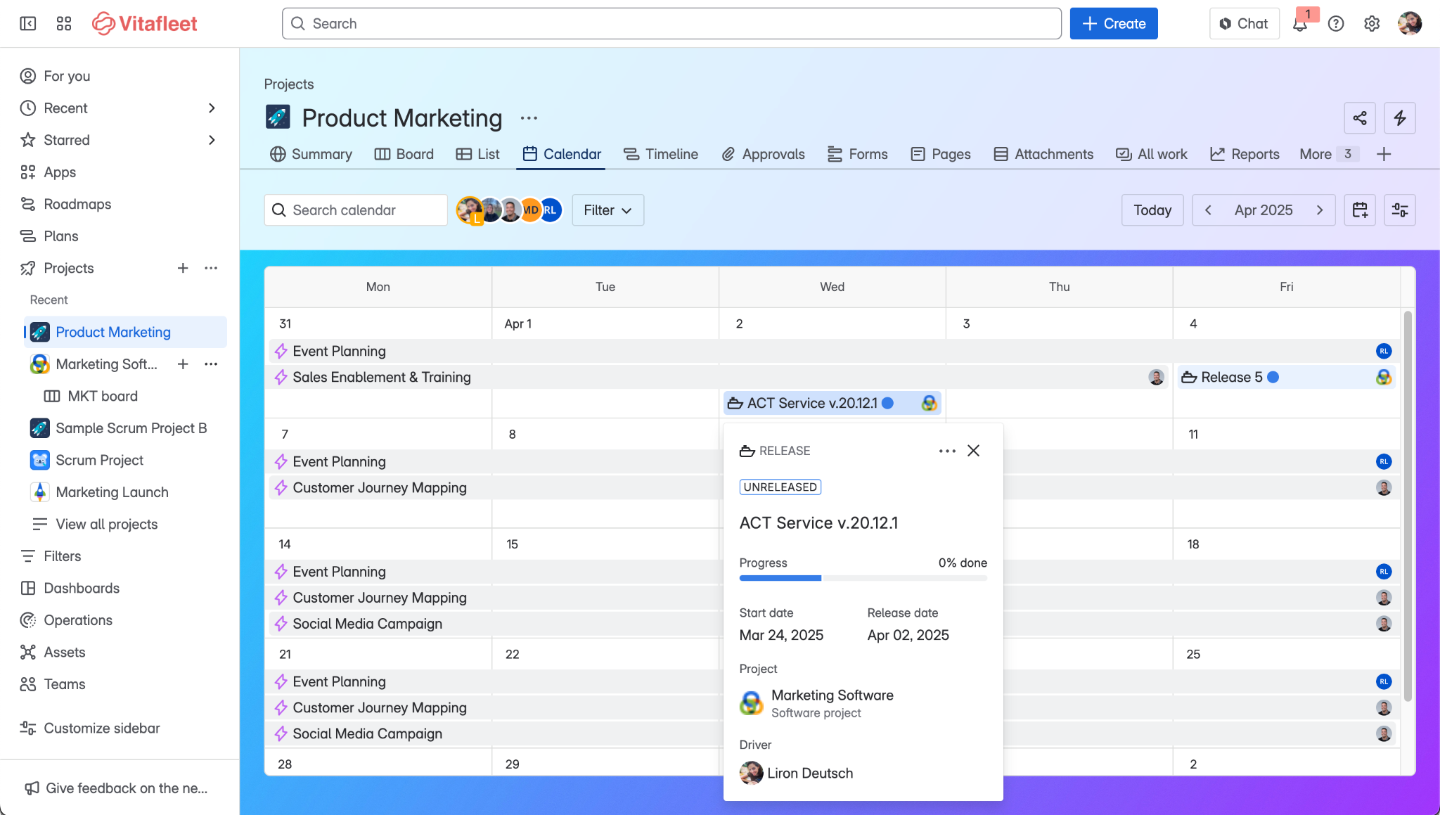 Shared calendars help cross-functional teams track project statuses and get ahead of upcoming deadlines.