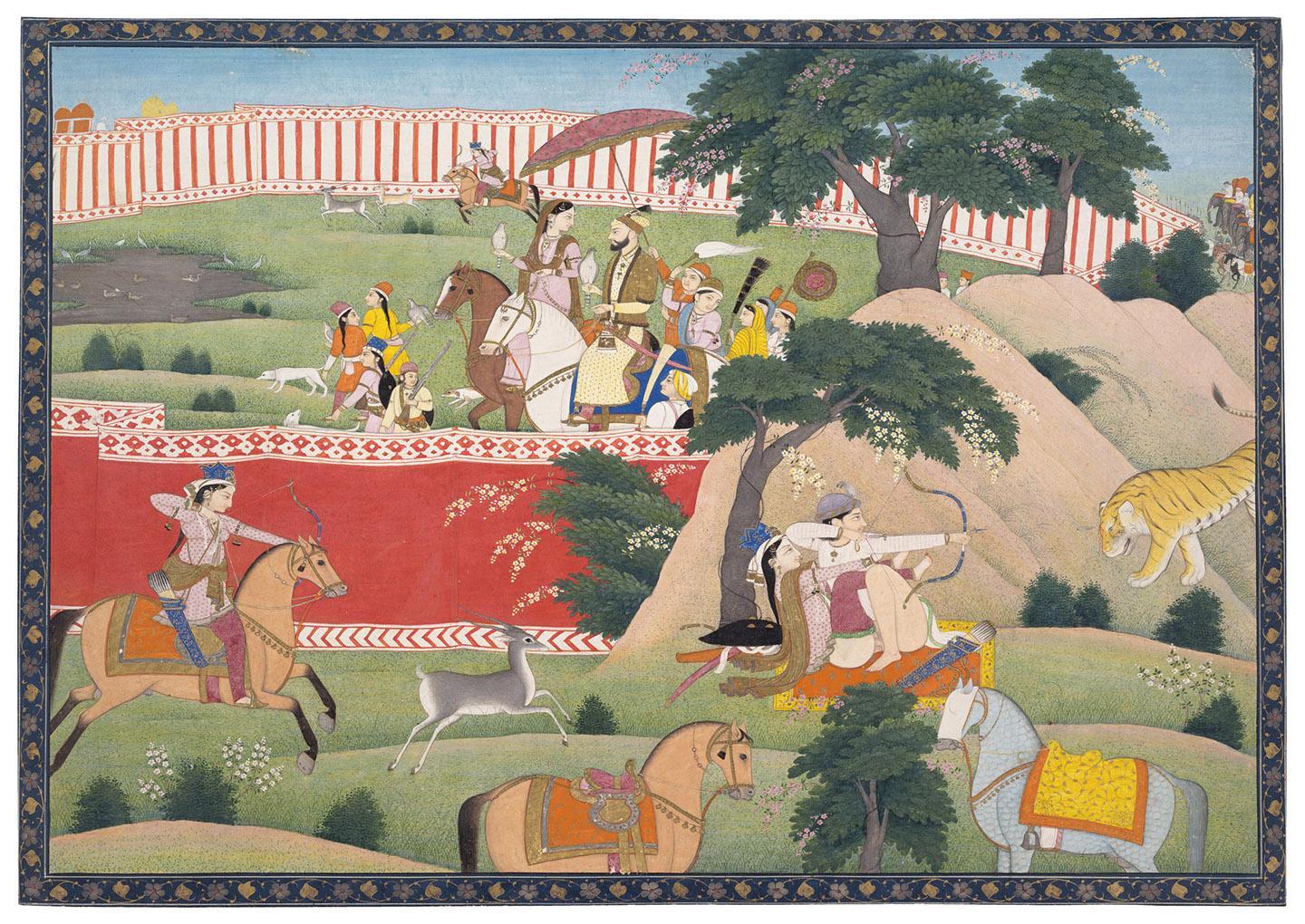 A painting of a group of people riding horses

Description automatically generated