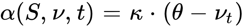 \alpha(S,\nu,t)=\kappa*(\theta-\nu_t)