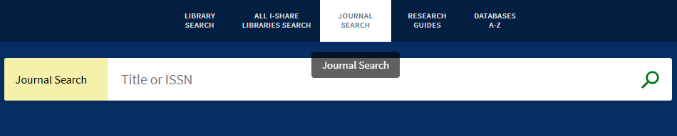 Screenshot of UIS Library search that shows placement of Journal Search in navigation menu