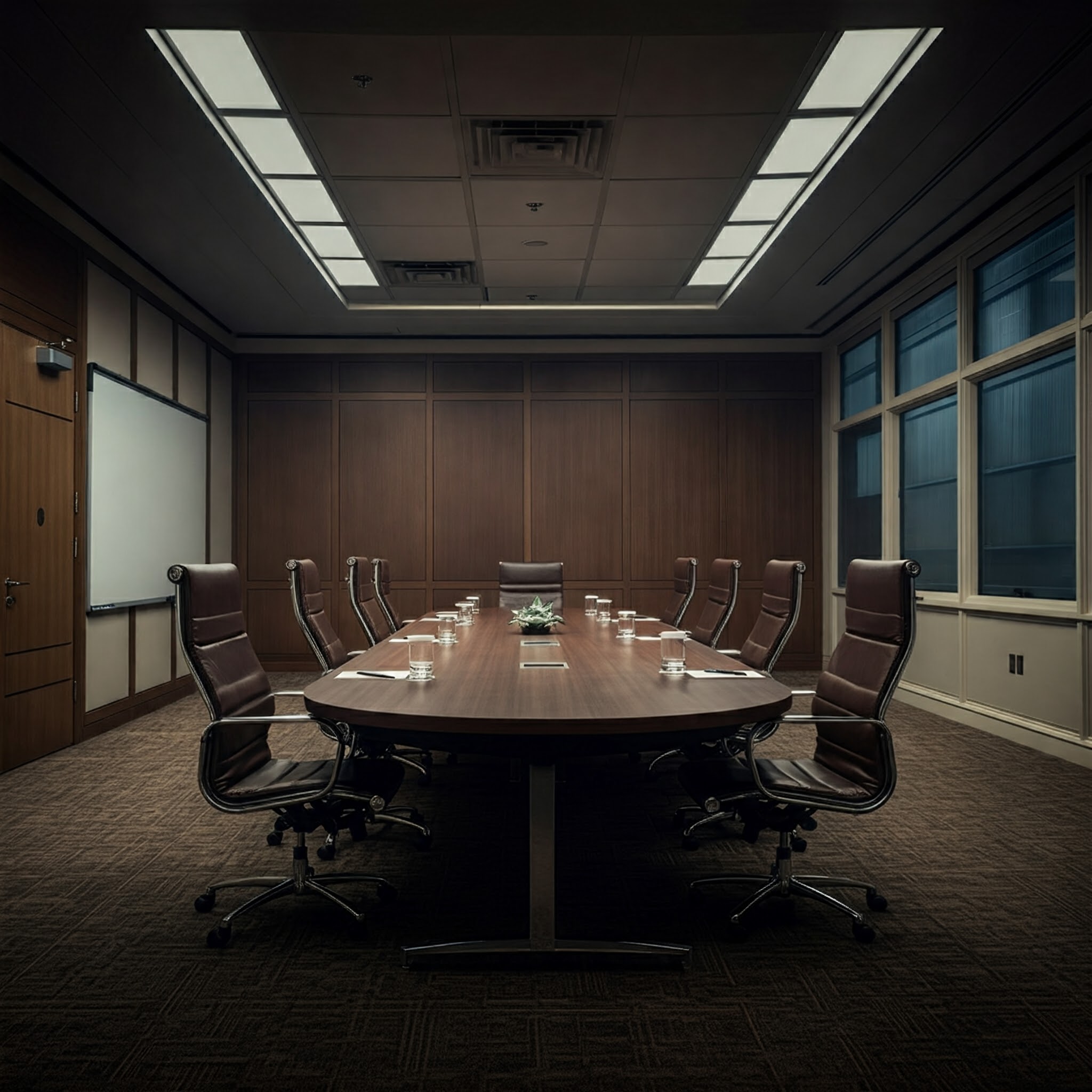 A photo depicting a corporate boardroom.