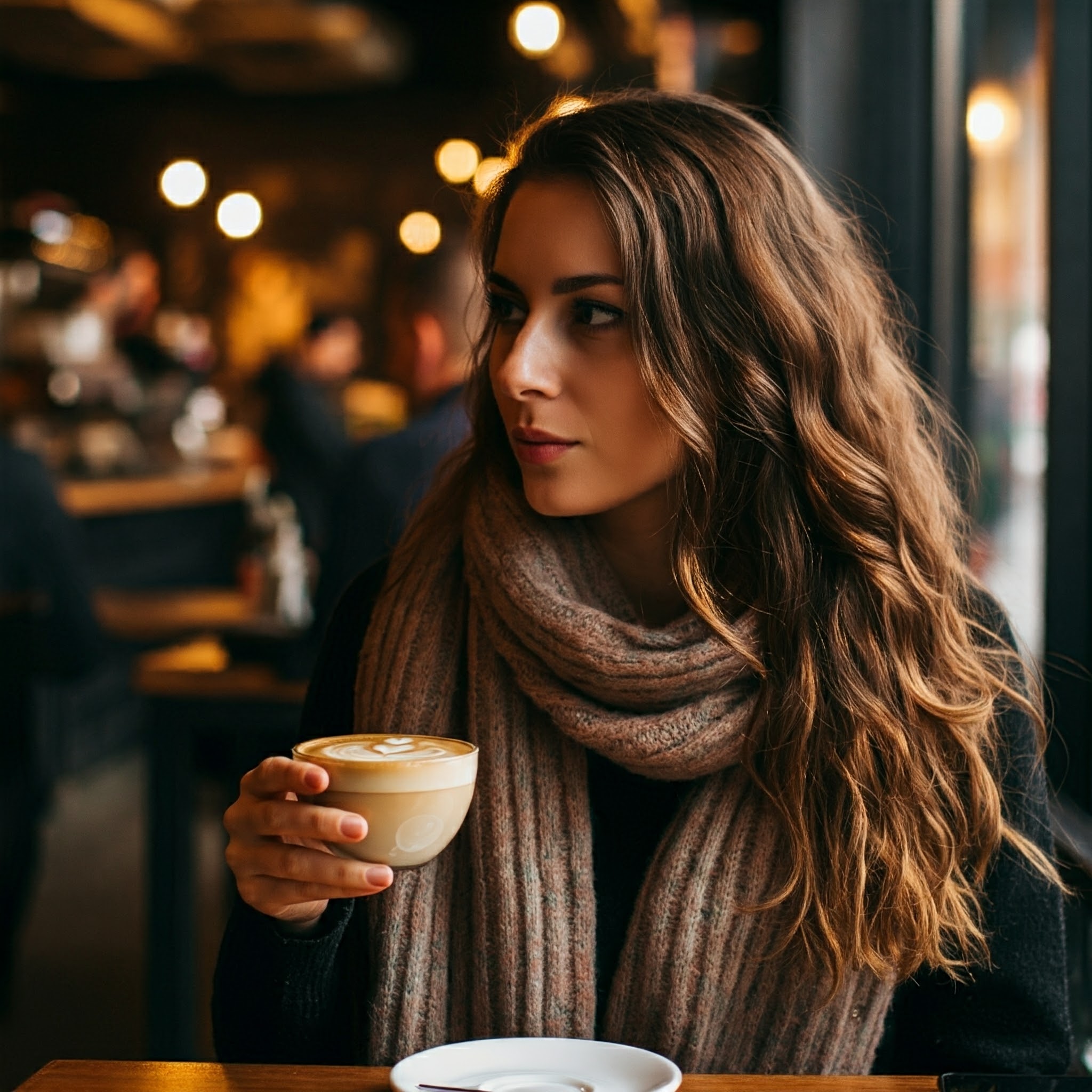 A photo depicting people in a coffee shop.