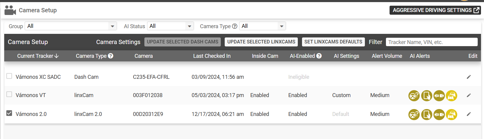 Updating linxCam Settings on Camera Setup