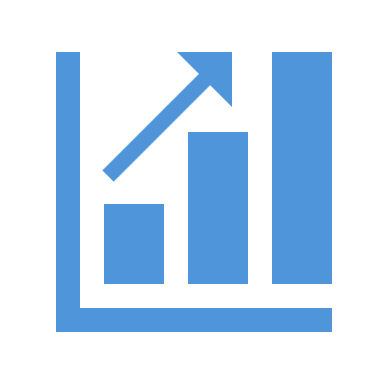 Bar graph with upward trend with solid fill